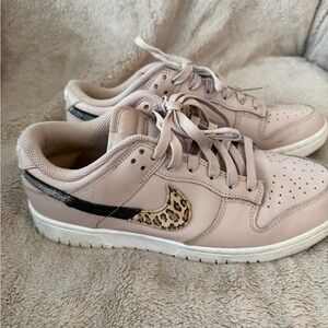 Nike Women's Beige Sneakers with Leopard Detail